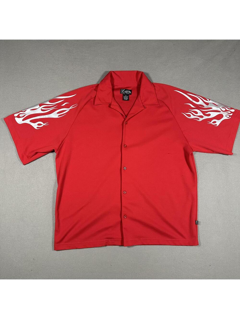 Vintage Y2k Chrome Flame Sleeve Button up